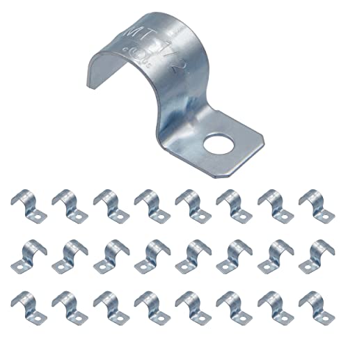 ISPINNER 25pcs 1/2 Inch Zinc Plated Steel EMT Pipe Straps with 1 Hole for EMT Conduit or Pipe Fixing - Image 1
