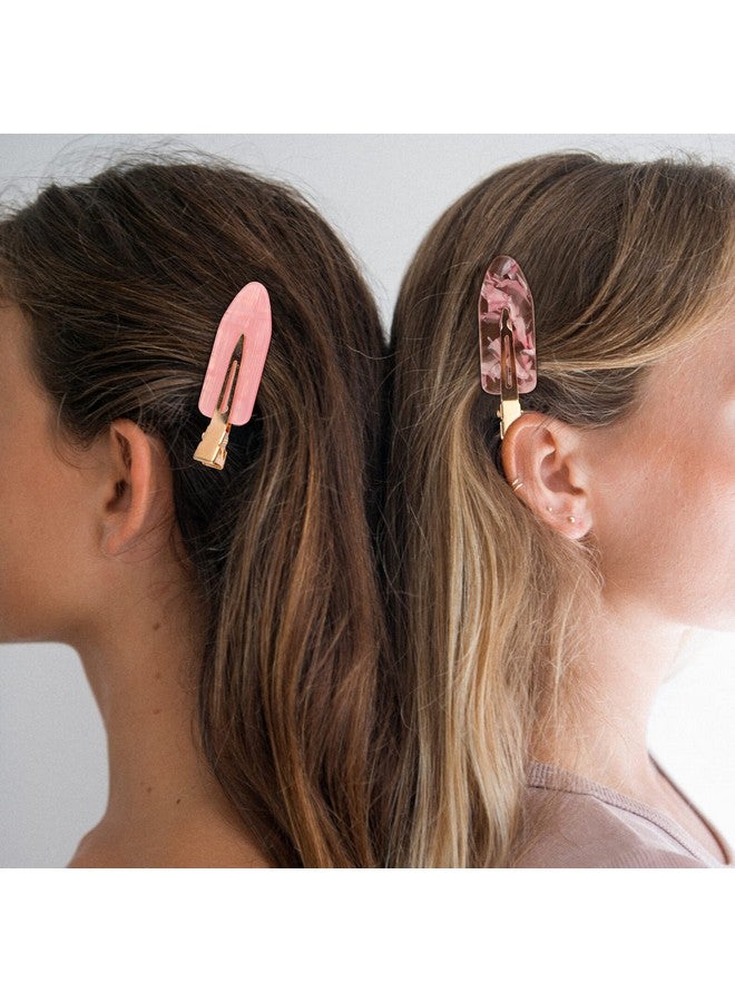 MagicSky 10Pcs No Bend Hair Clips For Styling, Acrylic Resin Flat Clip, No Crease Curl Small Pin, Bang Seamless Hair Barrette Tool For Makeup-Hairstyle Accessories For Women Girls, Pink Opal - Image 3