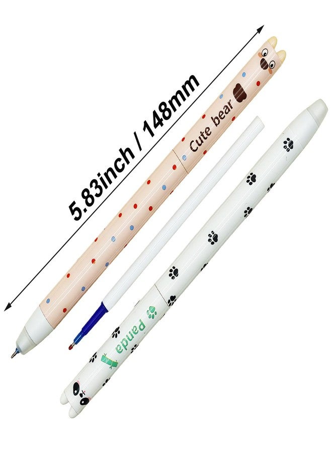 Maydahui 12 Pcs Cute Animal Erasable Pens Twistable Gel Pen Funny Cartoon Cat Dog Bear Panda Pen 0.5mm Blue Ink for Animal Pet Lovers School Office Supplies - Image 2