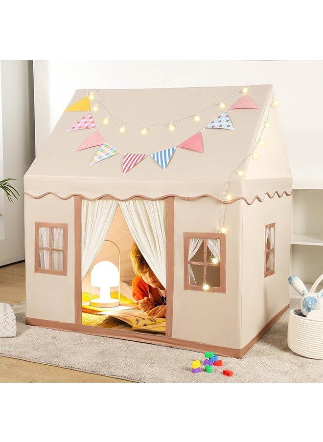 ERTYU ERTYU Large Kids Tent House Indoor,Toddler Play Tent With Birthday Party Decoration,Indoor Outdoor Play house for Baby Princess Castle Tent,Kids Indoor Room Toys for Boys Girls Age 3-10 Years Old  - Image 1