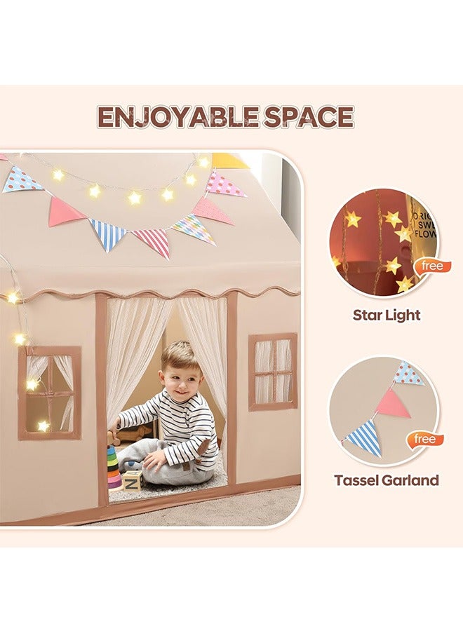 ERTYU Large Kids Tent House Indoor,Toddler Play Tent With Birthday Party Decoration,Indoor Outdoor Play house for Baby Princess Castle Tent,Kids Indoor Room Toys for Boys Girls Age 3-10 Years Old