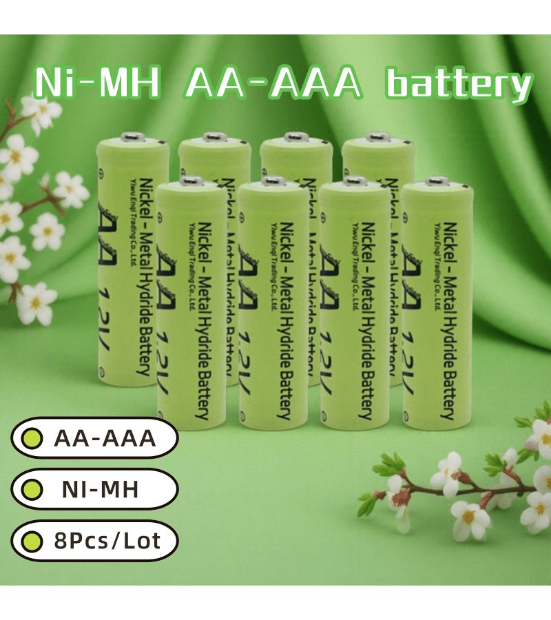 1.2V Rechargeable NI MH AA AAA Batteries 300mAh High Capacity Durable Metal Design For Household Devices Everyday Power 8pc AA - Image 1