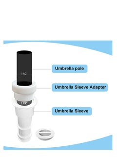 SYOSI 4 Pcs Pool Umbrella Stabilizer Adapter, Threaded Adapter Sleeves Threaded Umbrella Pole Replacement Adapter, Umbrella Pole Stabilizer, for  Outdoor Patio Deck 1 3/4"" Umbrellas Insert, White  - Image 3