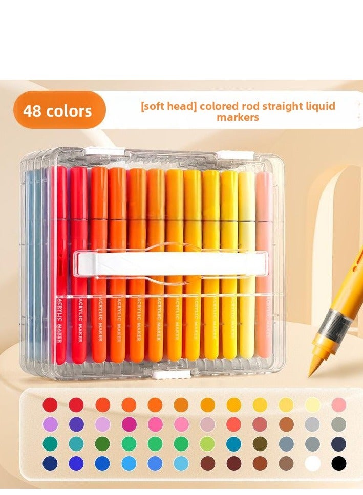 48pcs Direct Drop Acrylic Marker Pen, Soft Pen Tip, Washable, DIY Handmade Creative Painting Tool for Kids - Image 1