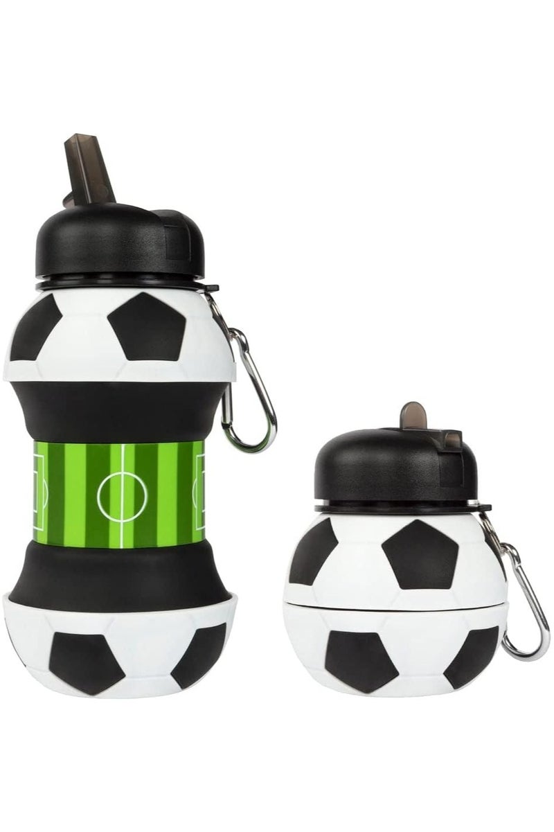 كيمايا زجاجة مياه لكرة القدم، هدايا كرة قدم فريدة للأولاد والبنات، زجاجة مياه رائعة للأطفال، قابلة للطي، مانعة للتسرب، زجاجة مياه مدرسية خالية من مادة BPA، 550 مل - Image 1