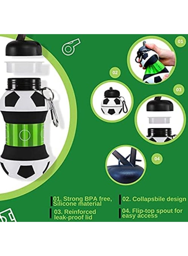 كيمايا زجاجة مياه لكرة القدم، هدايا كرة قدم فريدة للأولاد والبنات، زجاجة مياه رائعة للأطفال، قابلة للطي، مانعة للتسرب، زجاجة مياه مدرسية خالية من مادة BPA، 550 مل - Image 2