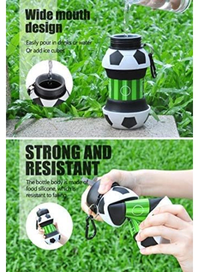 كيمايا زجاجة مياه لكرة القدم، هدايا كرة قدم فريدة للأولاد والبنات، زجاجة مياه رائعة للأطفال، قابلة للطي، مانعة للتسرب، زجاجة مياه مدرسية خالية من مادة BPA، 550 مل - Image 3