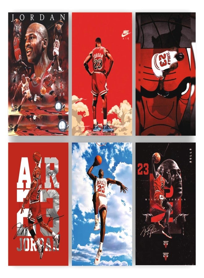 POSTER WALLAH Michael Jordan Poster for Home Office and Student Room Wall | Aesthetic Poster | Wall Decor (12x8 Inch) Set of 6 Pieces - Image 1