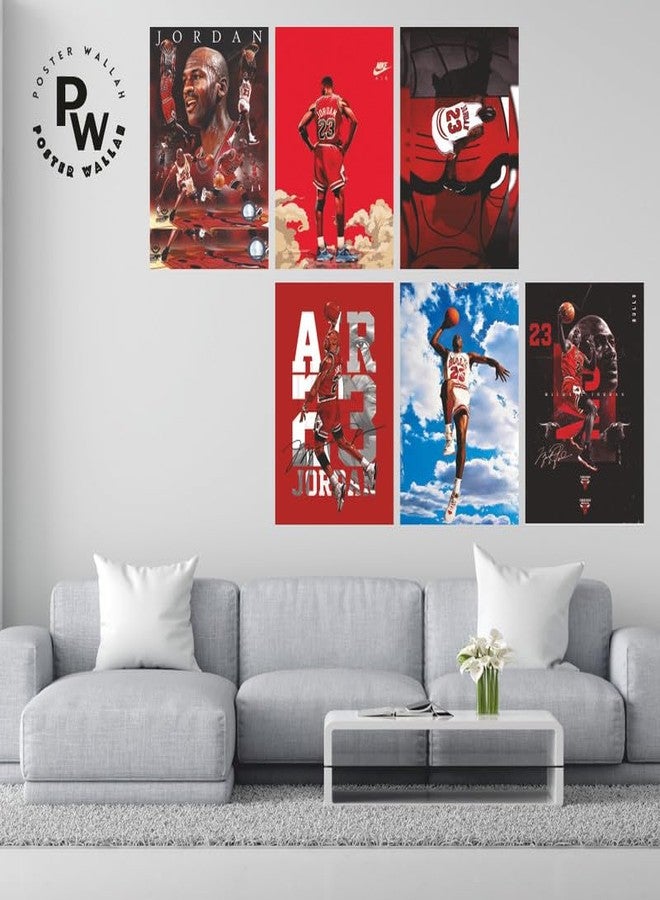 POSTER WALLAH Michael Jordan Poster for Home Office and Student Room Wall | Aesthetic Poster | Wall Decor (12x8 Inch) Set of 6 Pieces - Image 3