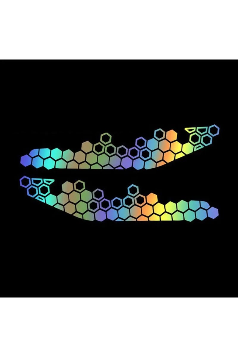 إيروريكس ملصقات عاكسة للضوء على شكل خلية نحل للدراجات النارية، مقاس 39 × 9 سم، ملصقات عاكسة متعددة الألوان للزينة