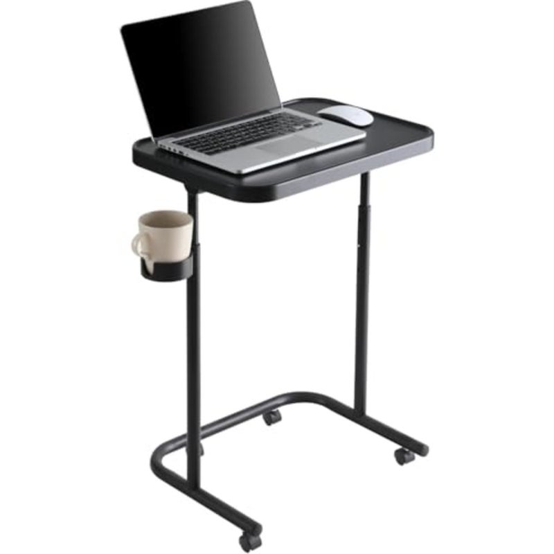 Laptop Table, Side End Table, Folding Laptop Desk with 3 Heights, 0 to 90 Degrees Tilt Angles, Portable Over Bed, Sofa Stand Desk, Living room, bedroom Black, Wheel - Image 1