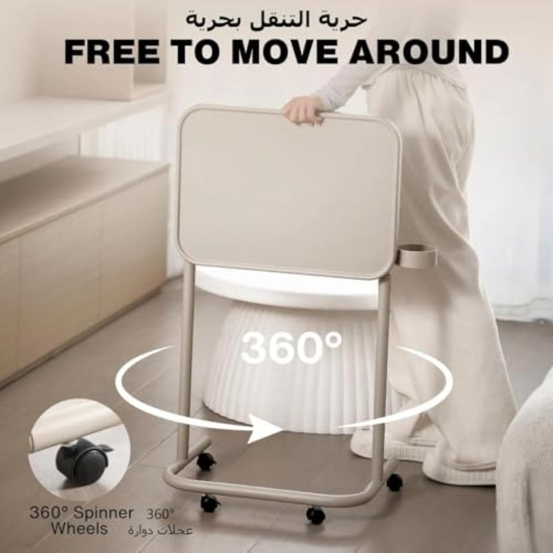 Laptop Table, Side End Table, Folding Laptop Desk with 3 Heights, 0 to 90 Degrees Tilt Angles, Portable Over Bed, Sofa Stand Desk, Living room, bedroom Black, Wheel - Image 4