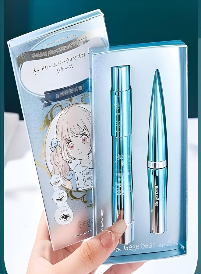 Gege Bear Dream Mascara With Fibers | Eye Makeup | Volumizing Lift Curl Lengthening | Metallic Blue Package | Bold Soft Look Aesthetic | Clump Free Formula | Smudge Proof Waterproof Style | Black Liquid Mascara | Teen Women Girls - Image 1