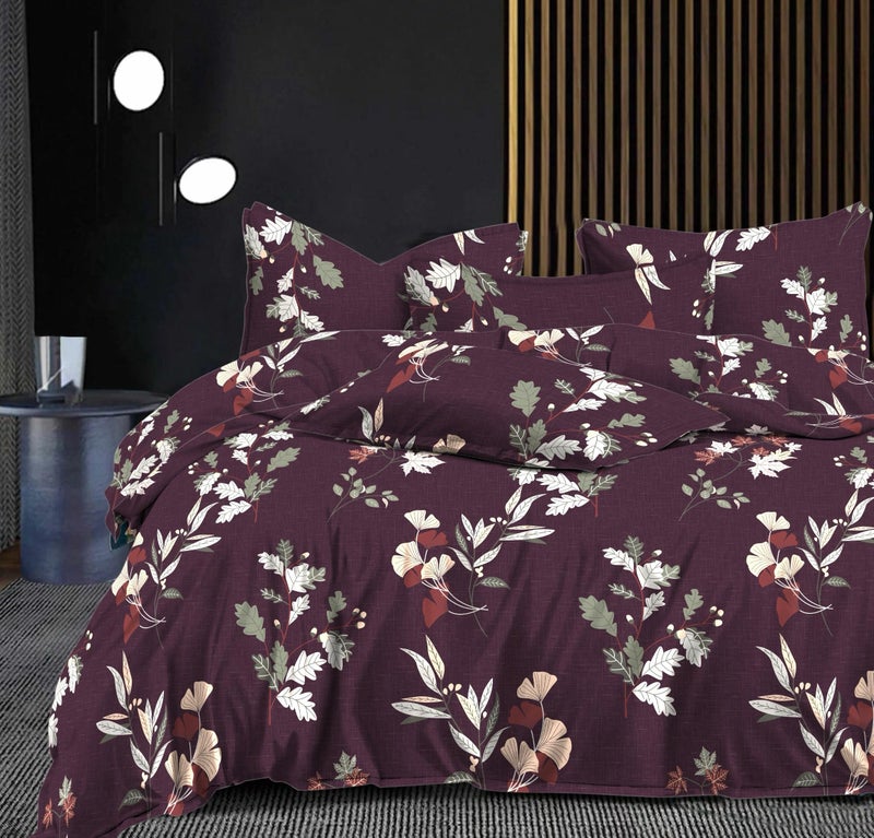 PRISCILLA Reversible AC Comforter Set with Matching Bedsheet & 2 Pillow Covers (4 Pcs Bedding Set) for Double Bed, Glace Cotton (200 GSM, 400 TC) Printed, Reversible, All Seasons, 90x100 Inches, D3 - Image 1