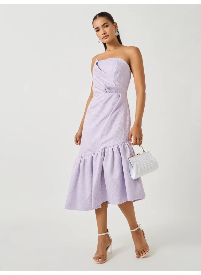 Styli Styli Bandeau Neck Sleeveless A-Line Midi Dress