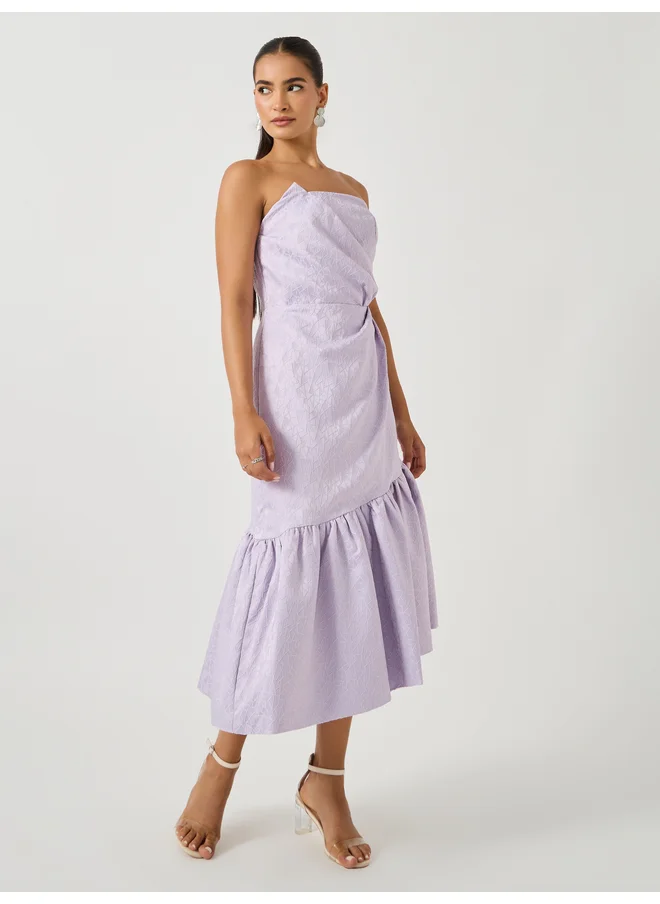 Styli Styli Bandeau Neck Sleeveless A-Line Midi Dress