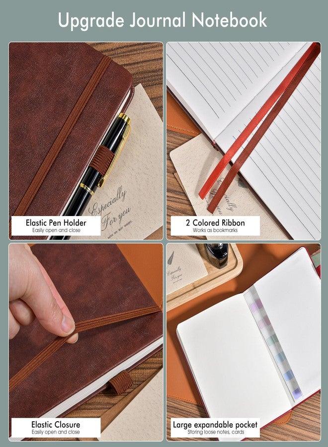 MemoGem Lined Journal Notebook for Men Women, 200 Numbered Pages Leather Hardcover Journal with Pen, A5 Journaling Notebooks, Thick Paper College Ruled Journals for Writing Work Business 5.75'' X 8.38'' Brown - Image 5