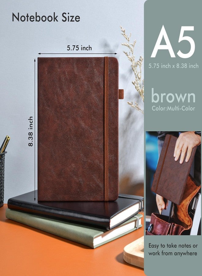 MemoGem Lined Journal Notebook for Men Women, 200 Numbered Pages Leather Hardcover Journal with Pen, A5 Journaling Notebooks, Thick Paper College Ruled Journals for Writing Work Business 5.75'' X 8.38'' Brown - Image 3