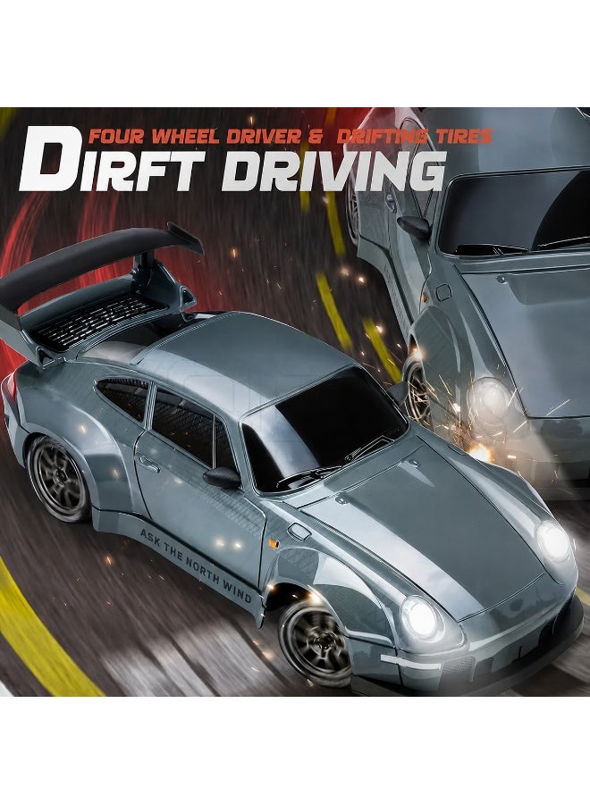 GOGA 4WD Drift RC Car 1:24 Scale High-Speed Remote Control Racing Car with Flashing Lights Dual Tires USB Charging Racing Toys for Boys Girls Kids Adults Everyday Use Outdoor Play - Image 5