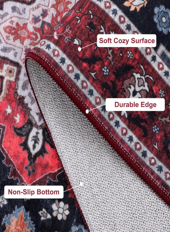 Ciicool Area Rug 5x7ft Washable Rugs for Living Room Non-Slip Indoor Rugs Large Low-Pile Mat Floor Carpet Vintage Rug for Bedroom Dinning Foyer Decor - Image 3