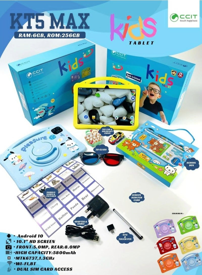 CCIT KT5 MAX 10 inch screen Kids Tablet with 256GB ROM + 6GB RAM blue colour - Image 1