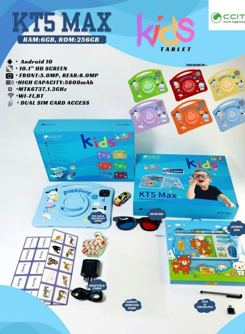 CCIT KT5 MAX 10 inch screen Kids Tablet with 256GB ROM + 6GB RAM blue colour - Image 2