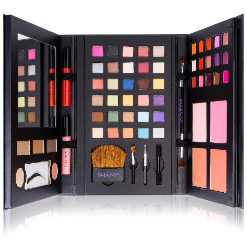 Shany مجموعة مكياج شاني لوكس بوك - مجموعة مستحضرات تجميل سفر شاملة مع 30 ظل عيون، 15 لون شفاه، 5 فرش، 4 أحمر خدود مضغوط، 3 ألوان حواجب، ومرآة - Image 1