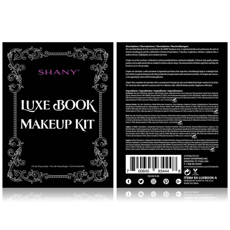 Shany مجموعة مكياج شاني لوكس بوك - مجموعة مستحضرات تجميل سفر شاملة مع 30 ظل عيون، 15 لون شفاه، 5 فرش، 4 أحمر خدود مضغوط، 3 ألوان حواجب، ومرآة - Image 3