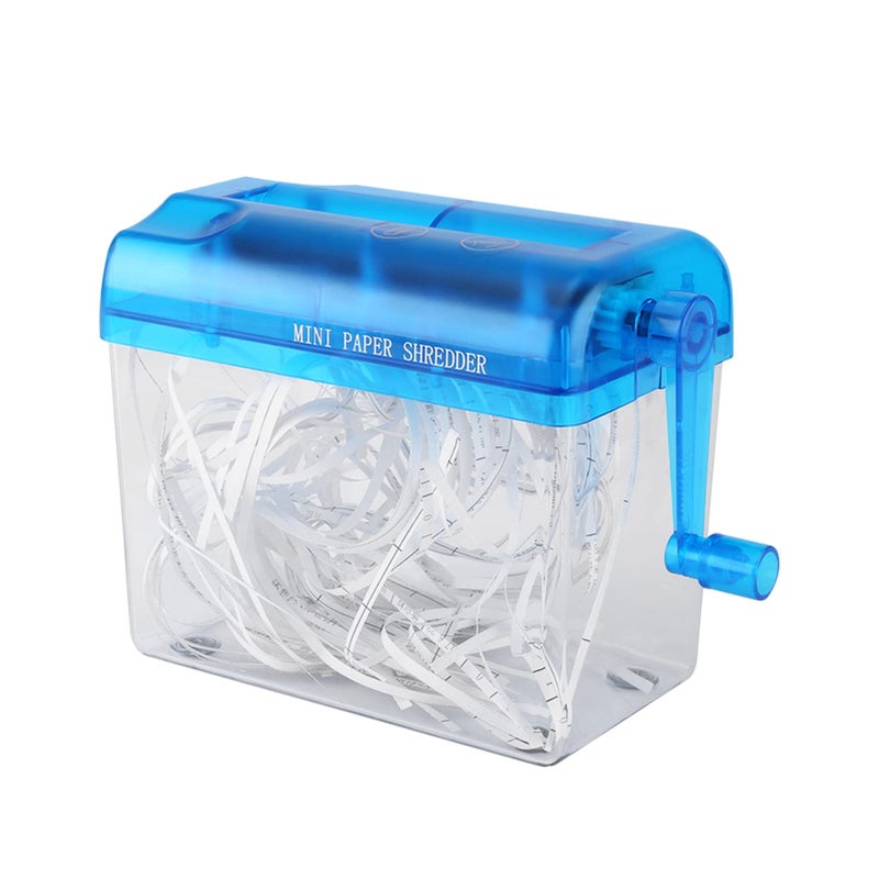 Manual Paper Shredder Hand Crank Portable Compact For Home Office School A6 Size Blue - Image 5