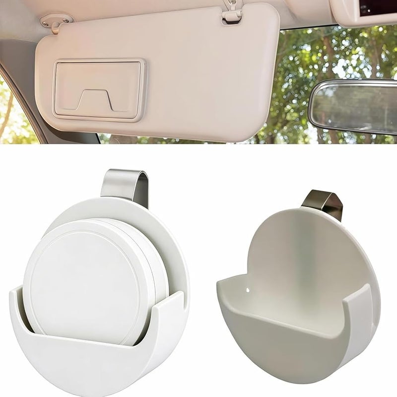 Universal White Car Visor Clip On Holder Secure Storage Pouch for Cars Trucks SUVs - Image 1