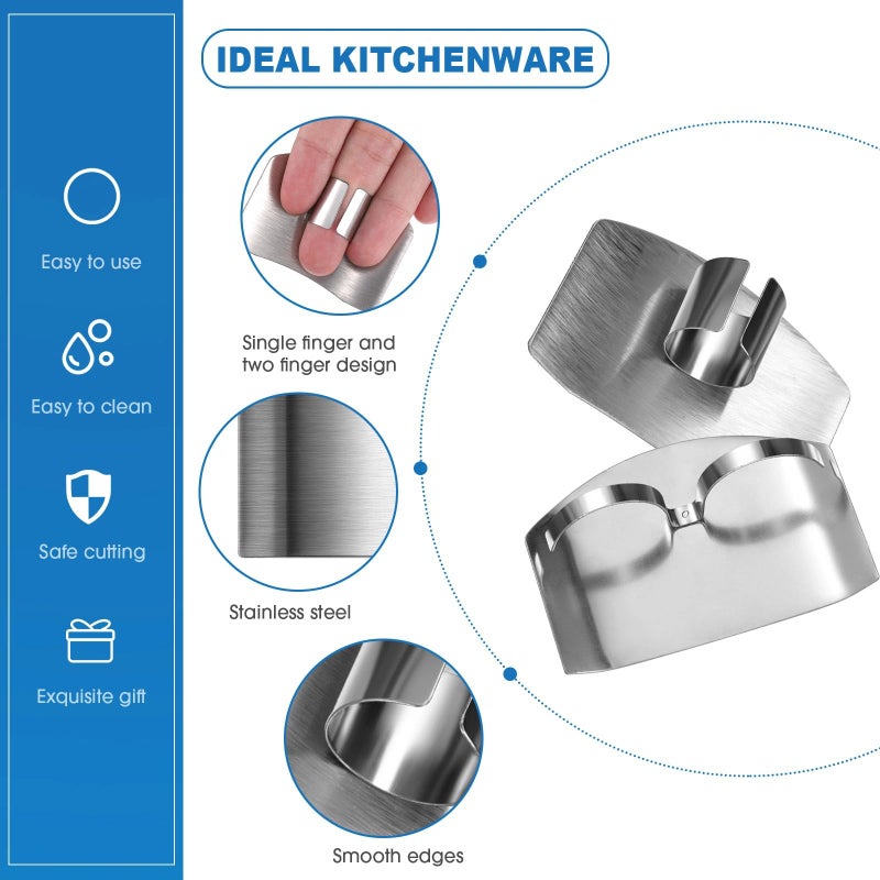 Romooa 11 Pieces Finger Guard Set for Cutting Include 4 Stainless Steel Knife Cutting Protector 2 Thumb Guard Protector 2 Finger Cots Potato Butter Lettuce Crinkle Cutter Onion Holder Slicer Mandoline Slicer - Image 3