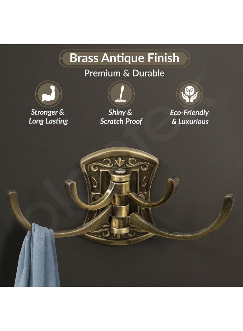 Plantex Zinc Robe Hook for Bathroom/Clothes Hanger for Wall/Kitchen Cloth Hanger/Bathroom Accessories - (Brass Antique) - Image 4