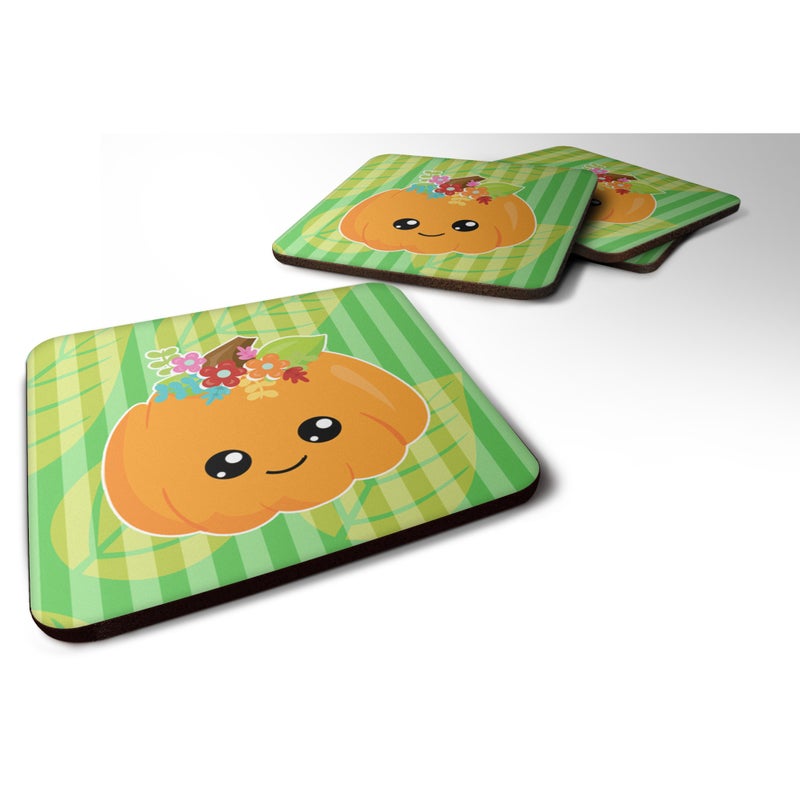 Caroline's Treasures ""Caroline's Treasures Pumpkin Fall Foam Coaster Set of 4  3.5  Multicolor"" 