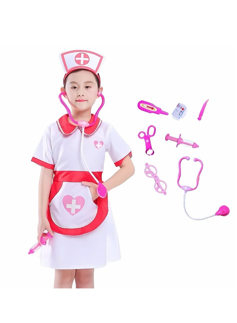 المنزل الذكي فستان زي الممرضة الذكي للبنات من هوم سمارت، مكون من 8 قطع مع إكسسوارات للمدرسة والحفلات ذات الطابع الخاص - Image 1