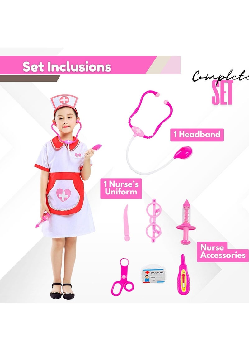 المنزل الذكي فستان زي الممرضة الذكي للبنات من هوم سمارت، مكون من 8 قطع مع إكسسوارات للمدرسة والحفلات ذات الطابع الخاص - Image 3