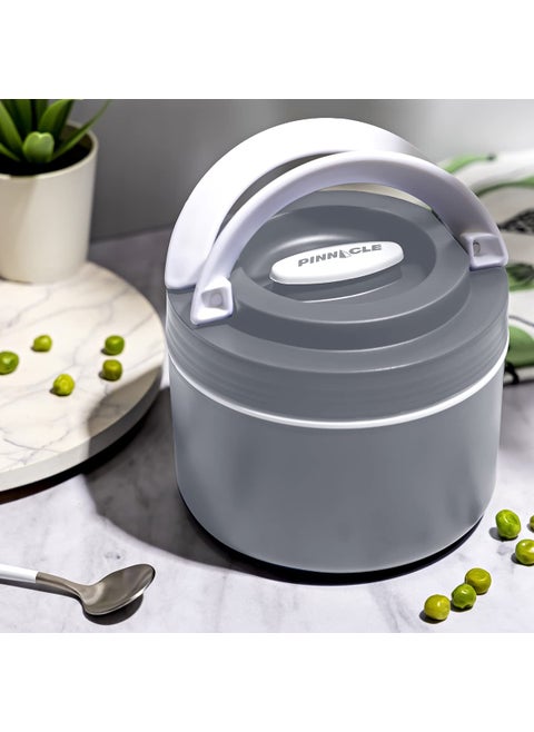 Pinnacle Prime Lunch Box - Stainless Steel Insulated Tiffinbox with Dual Compartments | Leakproof | BPA Free |Ideal for School, College, Office Use, Gifting Purpose (Cool Grey, 600 ML)