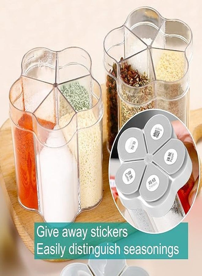 ZURITY 5 in 1 Spice Container Salt and Pepper Shaker Transparent Seasoning Shaker | Camping Seasoning Jars Travel Spice Containers | Condiment Bottle for Camping, Hiking, BBQ, Picnic. - Image 4