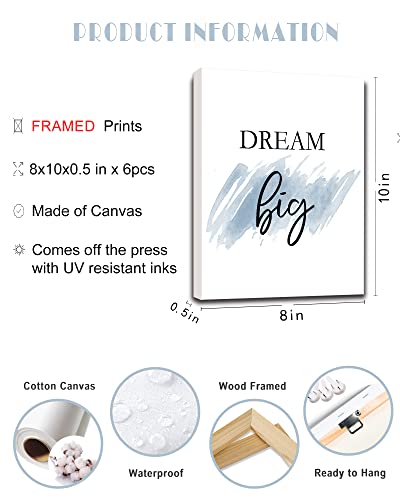 Drsoum 𝗗𝗿𝘀𝗼𝘂𝗺 Motivational Wall Decor Inspirational Office Wall Art Quotes Wall Art for Living Room Encouraging Canvas Posters for Office Bedroom Sayings for Wall Decor - 8” x10” x6 PCS (𝗙𝗿𝗮𝗺𝗲𝗱) - Image 2