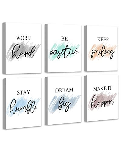 Drsoum 𝗗𝗿𝘀𝗼𝘂𝗺 Motivational Wall Decor Inspirational Office Wall Art Quotes Wall Art for Living Room Encouraging Canvas Posters for Office Bedroom Sayings for Wall Decor - 8” x10” x6 PCS (𝗙𝗿𝗮𝗺𝗲𝗱) - Image 1