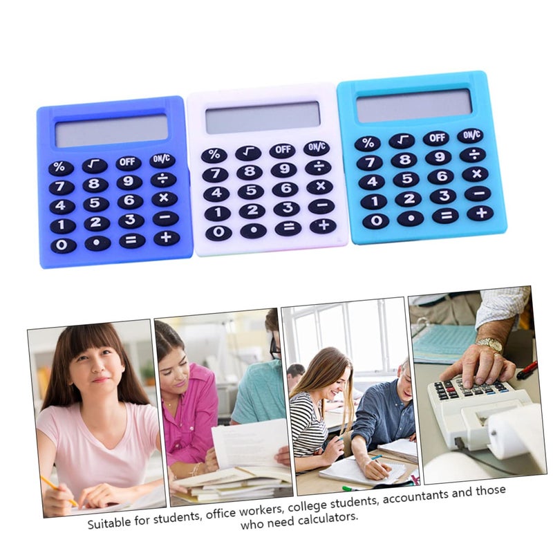 Mini Calculator Set 3Pcs Lightweight Portable for Students School Office Use Random Colors - Image 4