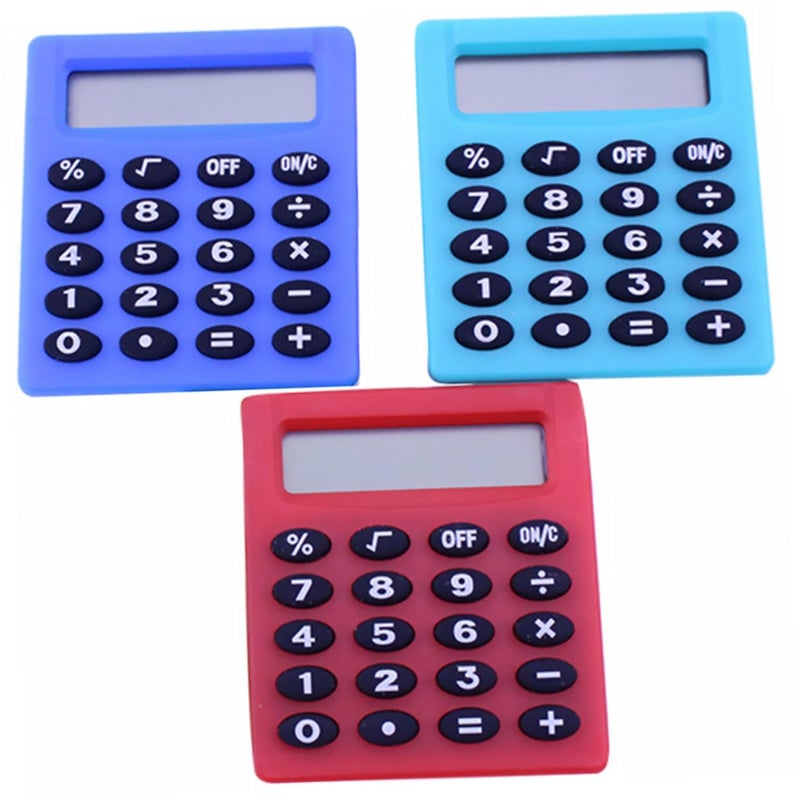 Mini Calculator Set 3Pcs Lightweight Portable for Students School Office Use Random Colors - Image 2
