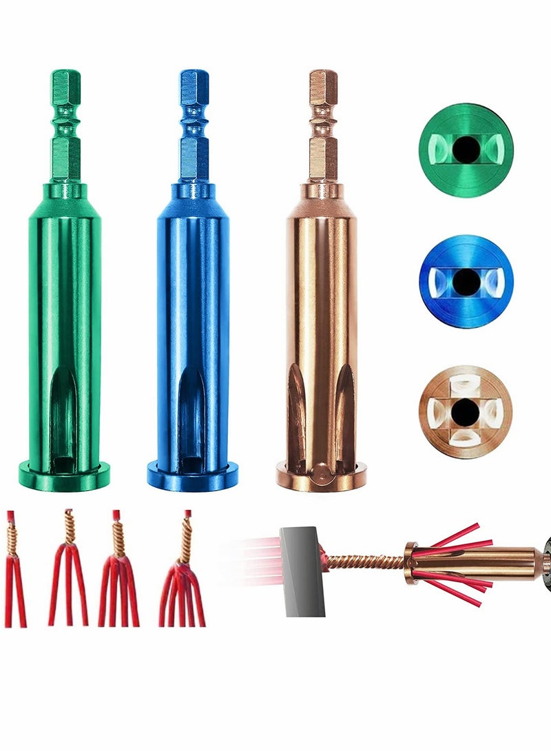 SYOSI Wire Twisting Tools, Strippers and Stranders, 4 Square 3 Way/5 Way Automatic Strander Drill Tool Accessories for Stripping Cable (3 Pcs) - Image 1