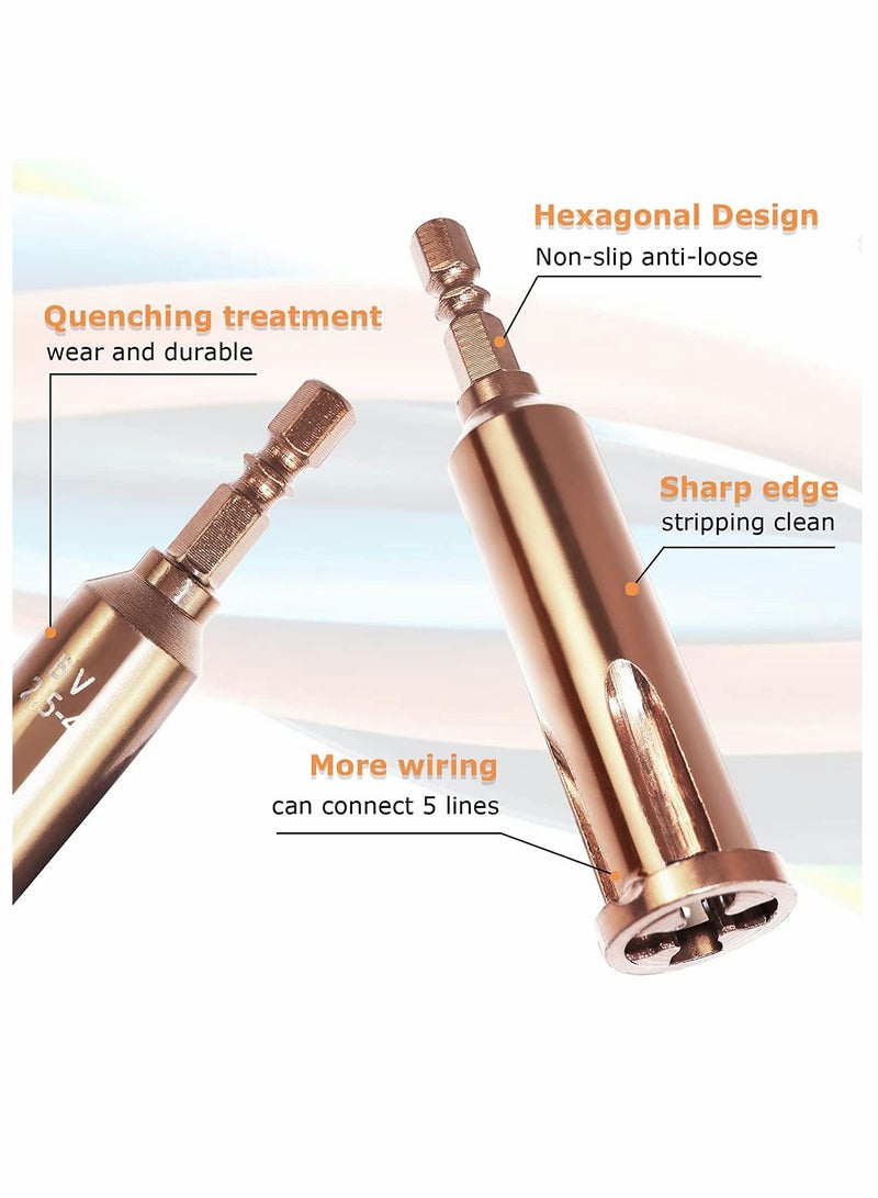 SYOSI Wire Twisting Tools, Strippers and Stranders, 4 Square 3 Way/5 Way Automatic Strander Drill Tool Accessories for Stripping Cable (3 Pcs) - Image 2