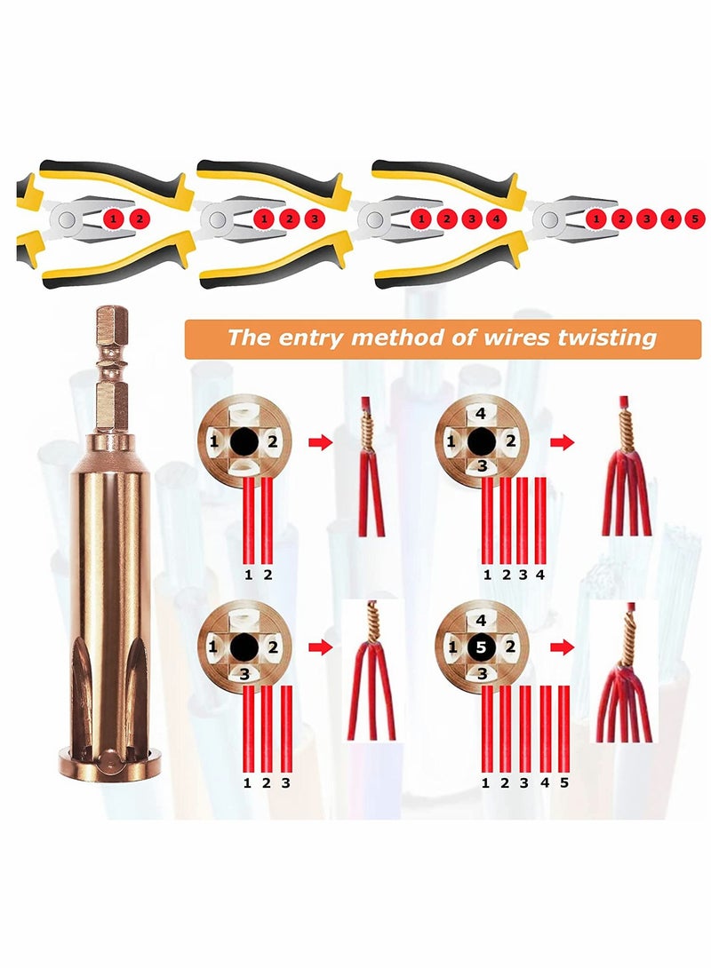 SYOSI Wire Twisting Tools, Strippers and Stranders, 4 Square 3 Way/5 Way Automatic Strander Drill Tool Accessories for Stripping Cable (3 Pcs) - Image 4