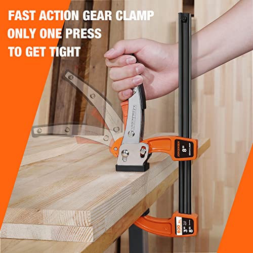 Jorgensen 8-inch Bar Clamp Set, Bar Clamp for Woodworking, Quick Release Gear Clamp with 600 lbs Load Limit - 2 Pack - Image 5