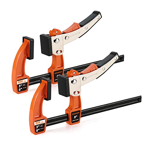 Jorgensen 8-inch Bar Clamp Set, Bar Clamp for Woodworking, Quick Release Gear Clamp with 600 lbs Load Limit - 2 Pack - Image 1