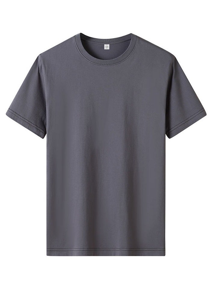 تي شيرت بياقة مستديرة الصيف قطن سادة فضفاض تي شيرت عصري كاجوال  تيشرت رجالياوفر سايز ولاديتيشيرت سباحه رجالي - Image 2