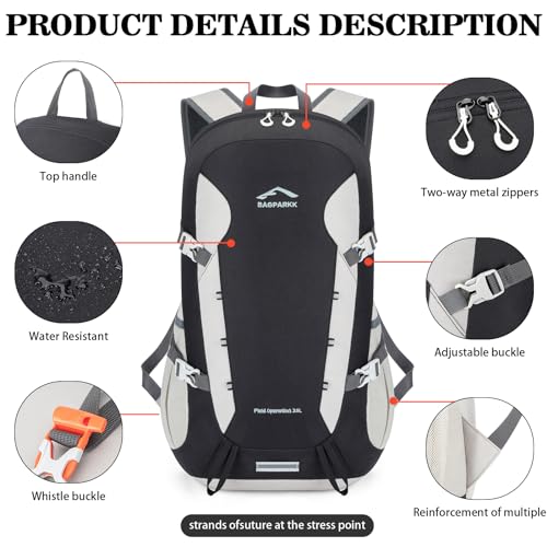 BAGPARKK Hiking Backpack,Large 35L Travel Backpacks for Men Women,Water Resistant Ultra Lightweight Foldable Packable Camping Daypack for Outdoor Sports - Image 5