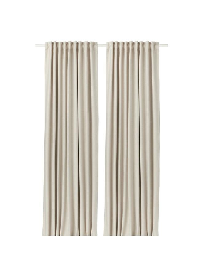 erorex Room darkening curtains, 1 pair, beige/with heading tape, 145x300 cm - Image 1