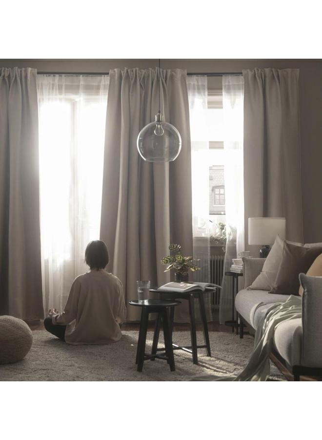 erorex Room darkening curtains, 1 pair, beige/with heading tape, 145x300 cm - Image 2